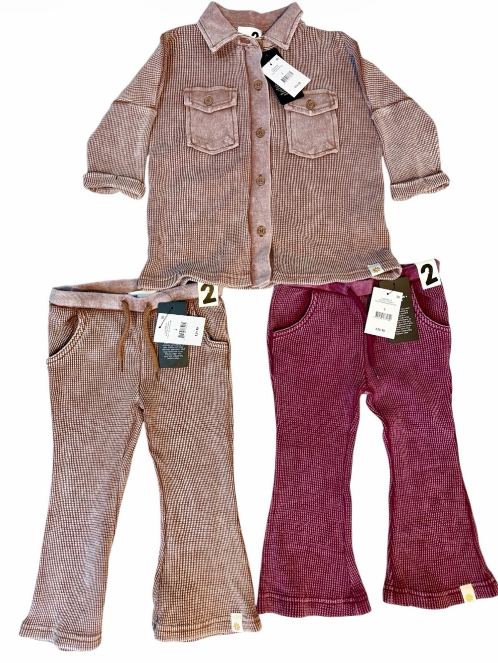 NWT Cotton On Kids Elsie Fleece Top + 2 Dylan Flare Trackpants Sz 2